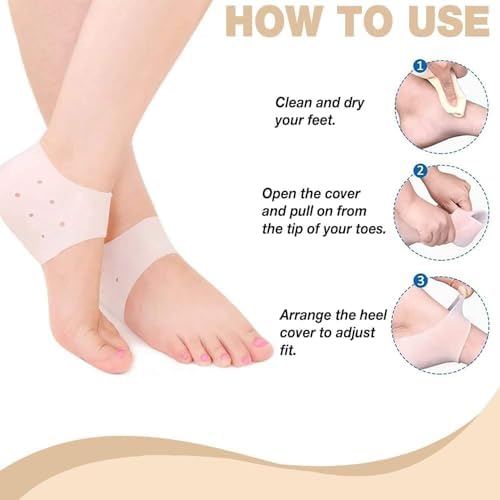 Silikon Topuk Koruyucu Çorap – 1 Çift | Jel Yastıklı Topuk Pedleri | Topuk Ağrısı, Aşil Tendiniti, Plantar Fasiit ve Çatlak Topuklar İçin Destek | Erkek & Kadın İçin Nefes Alabilir 1 Çift