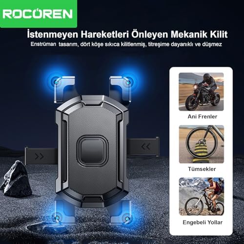 360° Ayarlanabilir Gidon Bağlantılı Bisiklet Motosiklet Telefon Tutucu
