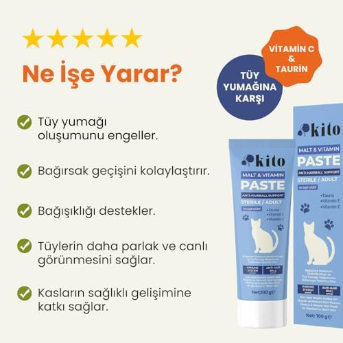 Kısır veya Yetişkin Kediler İçin Tüy Yumağı Önleyici ve Bağışıklık Sistemi Destekleyici Malt Macunu-Paste 100g