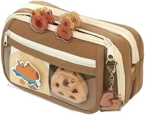 Kalem Kutusu Kapibara kalemlik büyük kapasiteli aksesuarlı geniş büyük boy Kore Tarzı Sevimli Kalem Kutusu (1 ADET DOLL+5 ADET STİCKER DAHİLDİR)