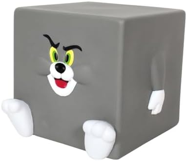 Tom ve Jerry Kare Plastik Kumbara, 12x12 cm, Gri