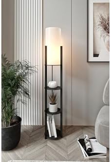 RADİANTE Lambader Siyah – Minimalist Modern Tasarım, Kompakt Kare Taban (23x23 cm), 135 cm Yükseklik, LED ve E27 Ampul Uyumlu, Göz Yormayan Işık, Kolay Kurulum, Dar Alanlar için Dekoratif Aydınlatma