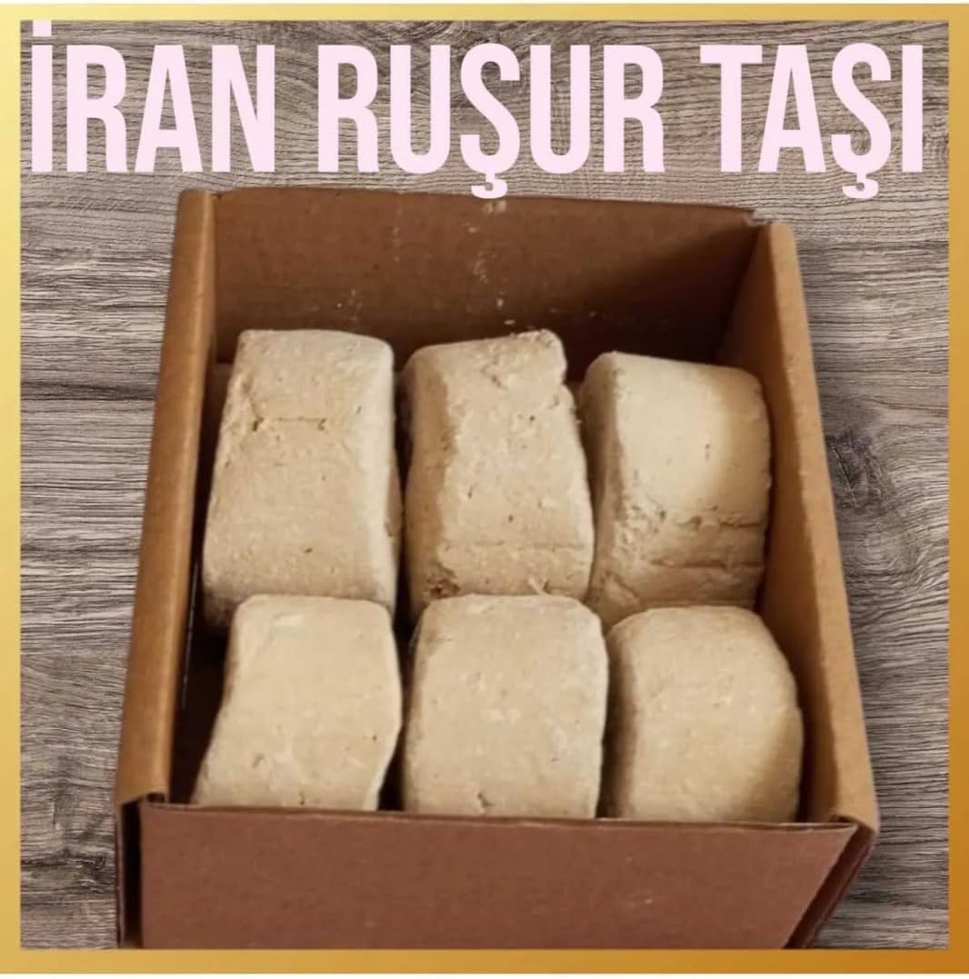 İran Ruşur Taşı Mühürlü | Doğal Cilt ve Vücut Peeling Hamam Taşı | Derinlemesine Temizleyici Ölü Deri Arındırıcı | 1 Paket (6 Adet) Saf Doğal İran Hamam Taşı