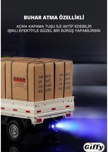 Alternative view of Giffy/Uzaktan Kumandalı RC Kamyonet,Yük Taşıma Aracı,Sesli,Işıklı,Şarjlı,(Pil Hediyeli),2.4 Ghz Araç, Koli Taşıyabilen Nakliye Kamyoneti (Beyaz)
