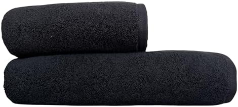 %100 Pamuk Siyah Havlu İkili Set Banyo (70x140 cm) ve El (50x90 cm) Havlusu - Ev, Spor ve Seyahat İçin Mükemmel Süper Emici ve Dayanıklı