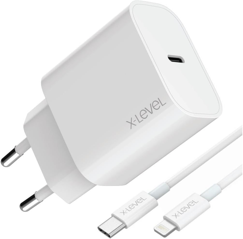 20W Hızlı Şarj Adaptör Seti - Type-C'den Lightning Kablolu, PD/QC/PPS Destekli, Akım Korumalı, Kompakt, Akıllı Çip, 3A, XC4045, Beyaz