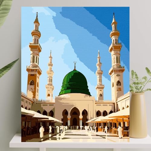 Sayılarla Boyama Tuval Seti Fırça Boya Dahil Çıtaya Gerili 40x50 CM - Mescid-i Nebevi