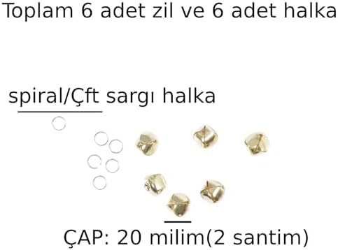 Alternative view of Yılbaşı Ağaç Süs Hobi Zilli Çok Amaçlı Etkinlik Doğum Günü Zil Dekoratif Kedi Köpek Büyük Zili 6 Adet Zil Çap 2 Santim