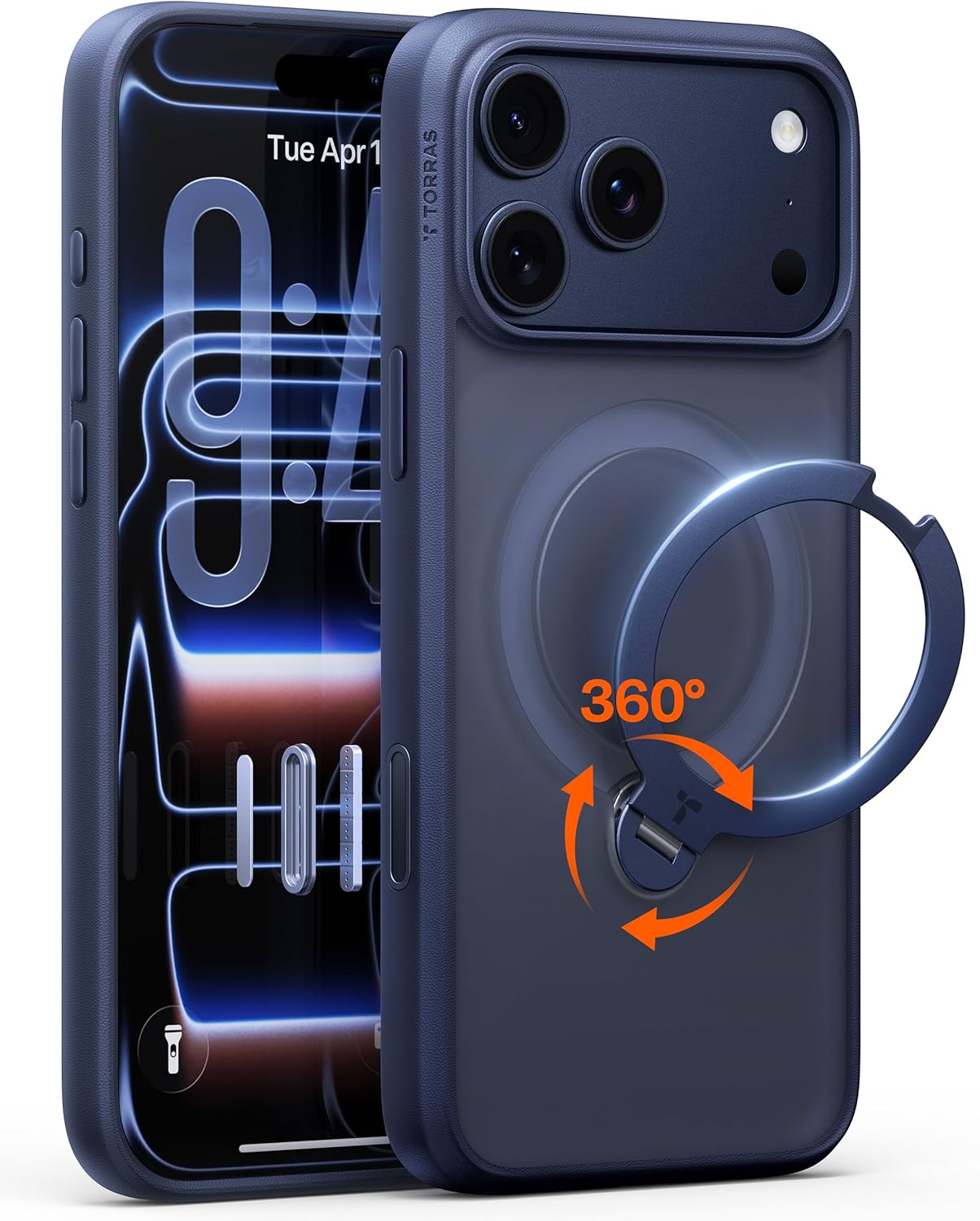 Q3 Spin 17 Pro Max için 360 Manyetik Standlı Kılıf, Kamera Kontrolü, MagSafe için Uygun, 4X Askeri Sınıf Darbeye Dayanıklı Kılıf, 17 Pro Max için Kickstandlı Telefon Kılıfı, Koyu