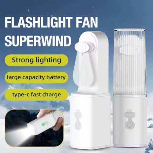 Alternative view of Fan Fener El Tipi Taşınabilir Mini Fenerli Çanta Fanı - Şarj Edilebilir USB Kişisel Fan ve El Feneri,Kapalı Alan Sınıf Araç Kamp Ofis Plaj Seyahat Dış Mekan Kişisel Serinletme 1200 mAh Yüksek Kapasite