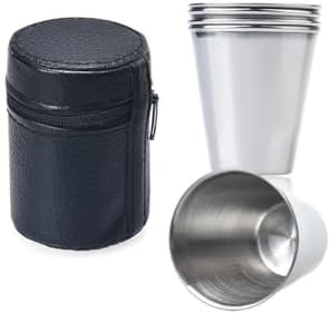 Alternative view of Deri Kılıflı 4 adet 70 ml. Çelik Shot Kahve Kamp Bardağı df37