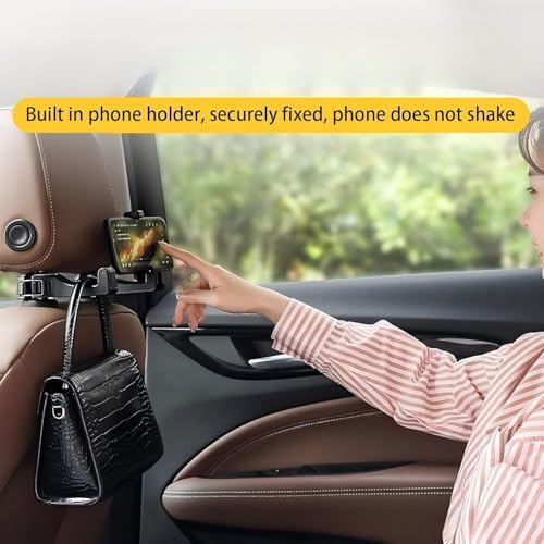 2’li Araç Baş Destek Kancası, Telefon Tutuculu Evrensel Koltuk Arkası Kanca, El Çantası & Alışveriş Poşeti Askısı, Kolay Takılabilir, Koltu Başlığı Askısı, Araç İçi Aksesuar