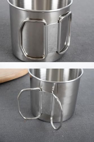Çelik 4 Adet 330 ml. Katlanır Kulp Kahve Kamp Bardağı Fincanı cin573-4
