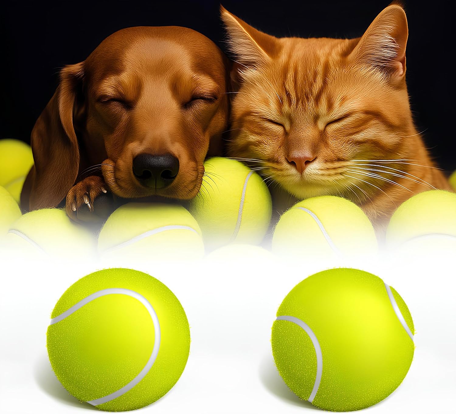 2'li Kedi Köpek Tenis Topu | 7.5 cm Orta Boy Dayanıklı Evcil Hayvan Oyuncağı | Diş Dostu, Suda, Eğitim ve Oyun Topu | İç-Dış Mekan, Parlak Renkli