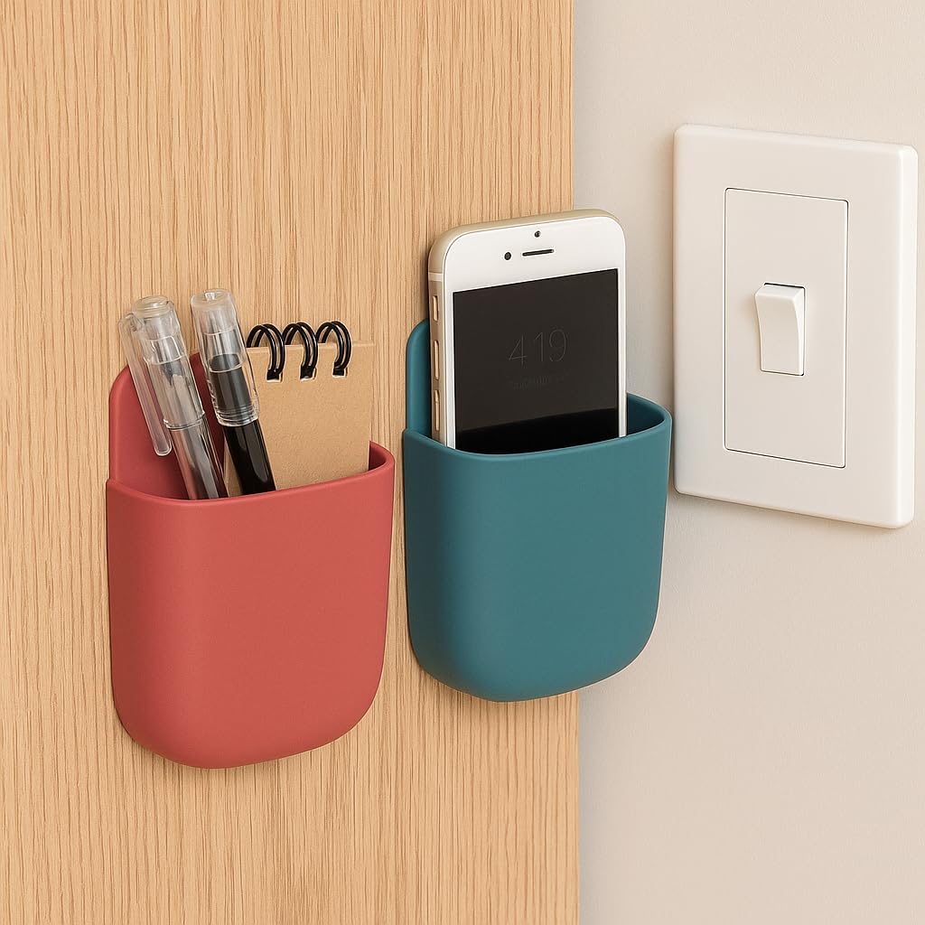 2'li Yapışkanlı Masa Kenarı Organizer Cep – Kalem, Defter, Telefon Düzenleyici Saklama Kutusu | Masaya Zarar Vermeyen, Delmeden Uygulanan Pratik Organizer