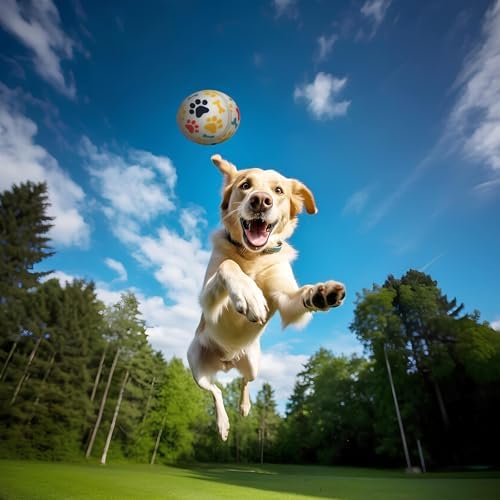 Alternative view of 3'lü Kedi Köpek Tenis Topu | 6.5 cm Orta Boy Renkli Pati Desenli Dayanıklı Oyuncak | Diş Dostu, Suda, Eğitim ve Oyun Topu | Beyaz Zemin, İç-Dış Mekan Uygun
