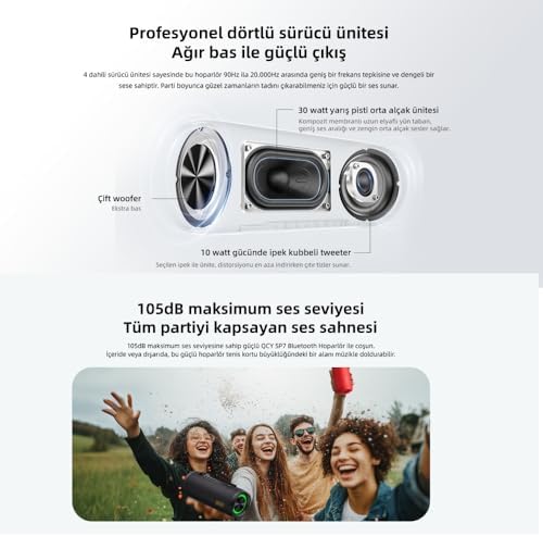 QCY SP7 RGB Bluetooth Hoparlör Siyah