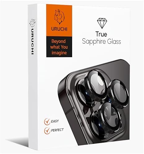 Kamera Lens Koruyucu, Safir Cam, Alüminyum Alaşım Çerçeve, Kolay Kurulum, HD Kalite, Güçlü Yapışma, Çubuk Sökme Aparatlı (Siyah, IP 17 Pro/Pro Max /16 Pro/Pro Max/15 Pro/Pro Max)