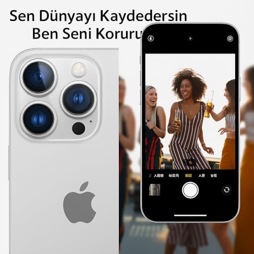 Alternative view of Kamera Lens Koruyucu, Safir Cam, Alüminyum Alaşım Çerçeve, Kolay Kurulum, HD Kalite, Güçlü Yapışma, Çubuk Sökme Aparatlı (Siyah, IP 17 Pro/Pro Max /16 Pro/Pro Max/15 Pro/Pro Max)