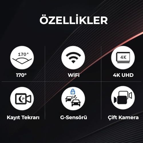 Alternative view of 3840 * 2160P Ön ve Arka Kameralı 1.5” IPS HD Ekran, Wifi ve Ultra Geniş Açılı UHD 4K Akıllı Araç Kamerası CMR110