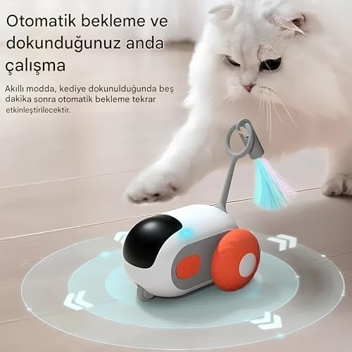 2 Modlu Akıllı Kedi Oyuncağı – Otomatik ve Uzaktan Kumandalı Sessiz Oyuncak Araba | İnteraktif Egzersiz, Eğitim ve Eğlence İçin | Kediler ve Küçük Köpekler İçin Evcil Hayvan Oyuncağı