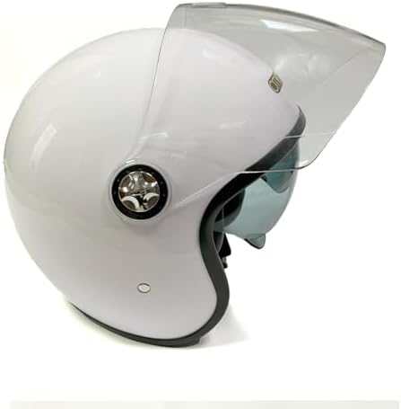 Alternative view of Motosiklet Yarım Kask, Parlak Beyaz, Çift Vizörlü, Stil, Terletme Yapmaz Pedler -L Beden
