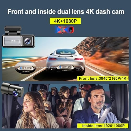 Alternative view of MINI Çift Lensli WiFi GPS Kamera - 4K Ön Kamera & 1080P Arka Kamera, Gece Görüşü, Modu, Geniş Açılı Lens, Döngüsel Kayıt, 128GB SD Kart Desteği (Dahil değildir) M6