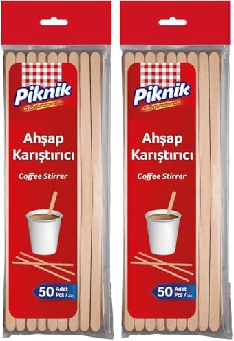 Piknik Ahşap Kariştirici 50'Li 2li paket