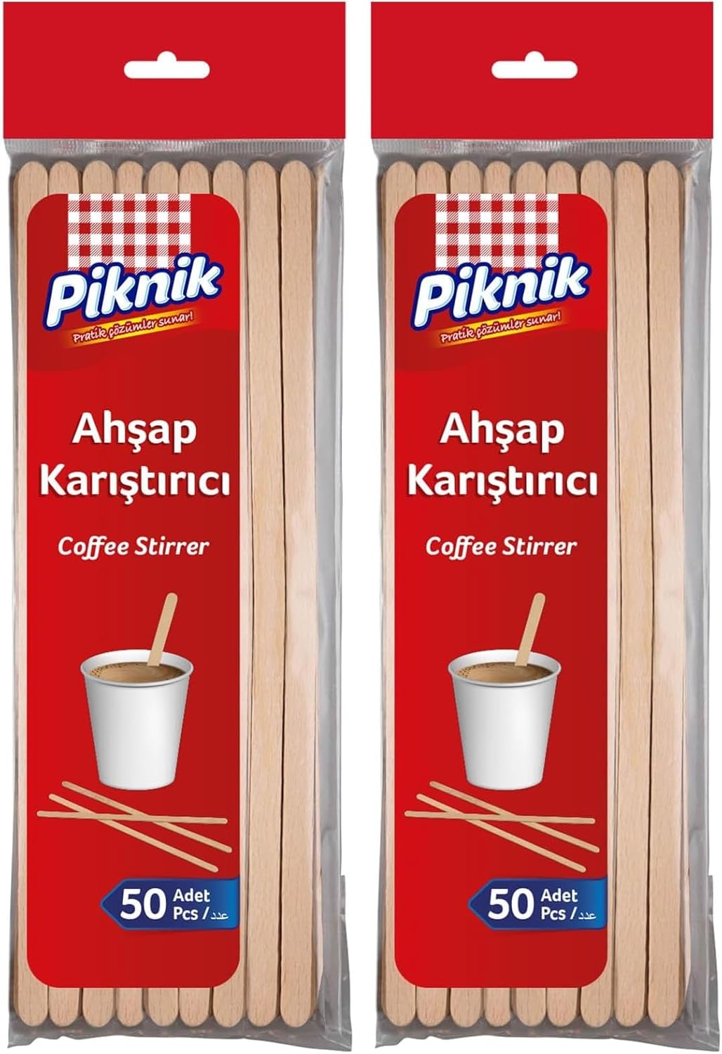 Alternative view of Piknik Ahşap Kariştirici 50'Li 2li paket