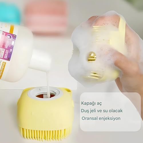 Alternative view of Silikon Masajlı Duş Fırçası – Şampuan Hazneli Vücut ve El Temizleme Scrubber | Yumuşak Silikon Banyo Masaj Kesesi