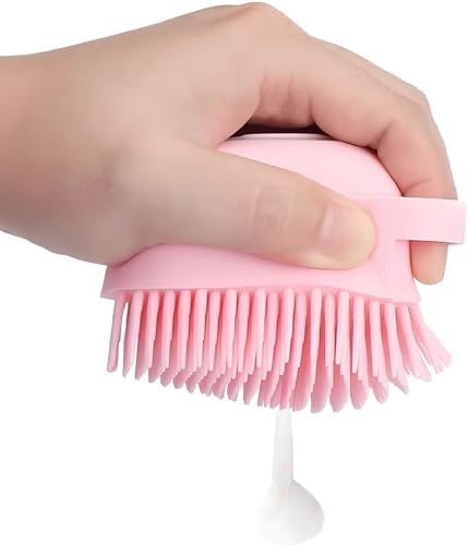 Silikon Evcil Hayvan Banyo Fırçası – Şampuan Hazneli Masaj Tarağı, Yumuşak Tırtıklı Temizleyici, Kedi ve Köpekler için Duş Scrubber Bakım Aksesuarı