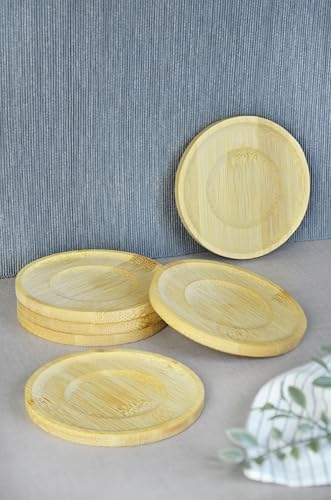 Bambu Serisi 10 cm Genişlikte Yuvarlak 6'lı Çay Bardağı Altlığı