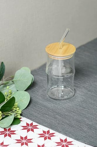 Alternative view of Bambu Kapaklı Cam Pipetli 330 ml Borosilikat Bardak