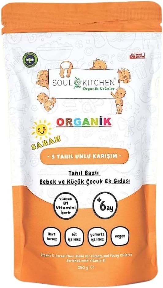 Alternative view of Soul Kitchen Organik Bebek Sabah Maması Tahıl Bazlı B1 Vitaminli Ek Gıda 5 Tahıl Unlu Karışım 250gr