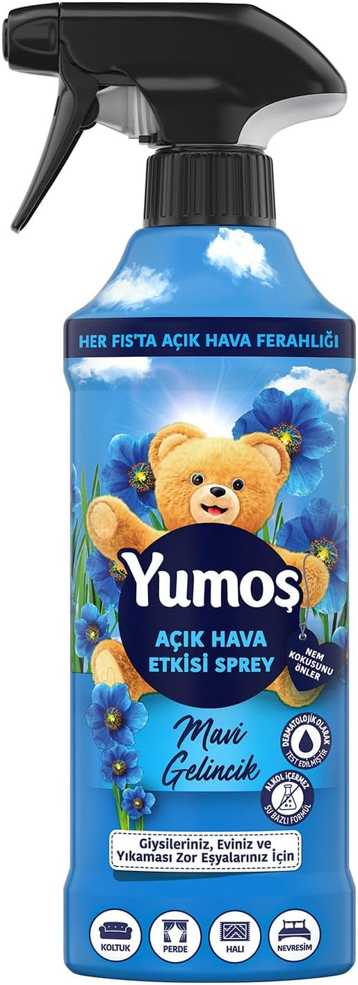 Yumoş Açık Hava Etkisi Sprey Yıkanması Zor Eşyalar İçin Giysi Spreyi Mavi Gelincik 430 Ml