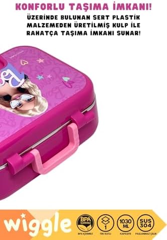 Bento 1030ml Lunchbox Temalı Lisanslı Tek Katlı 2 Bölmeli Paslanmaz Çelik Sefer Tası Yemek Kutu