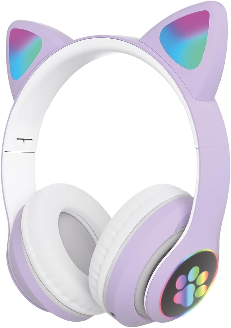 5.0 Kedi Kulak Üstü Bluetooth Kulaklık Mor
