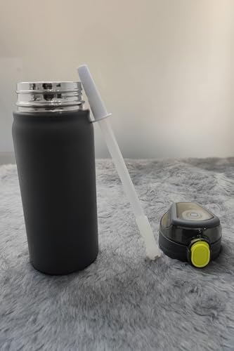 Alternative view of 304 L Çelik Siyah 600 ml Askılı ve Pipetli Matara Suluk cin411sy