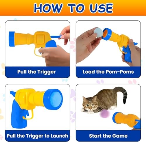 Kedi Oyun Tabancası İnteraktif - Peluş Toplarla Eğlenceli Oyun Zamanı, Ekstra Peluş Toplar (GARANTİLİ)