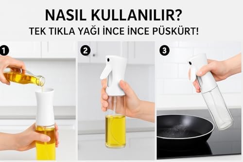 Alternative view of Cam Yağ Sprey Şişesi – 200ml Püskürtmeli Yağdanlık, Cam Gövde, Airfryer, Fırın ve Diyet Yemekler İçin Yağ Püskürtücü Şişe