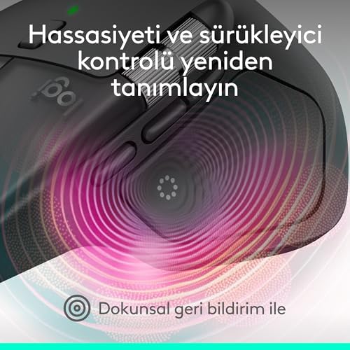 Alternative view of MX 4 Dokunsal Geri Bildirim Özellikli Kablosuz Mouse, Bluetooth, Ultra Hızlı Kaydırma, Çoklu Cihaz Özelliği, 8000 DPI, Optik Sensör, Sessiz, Koyu Gri