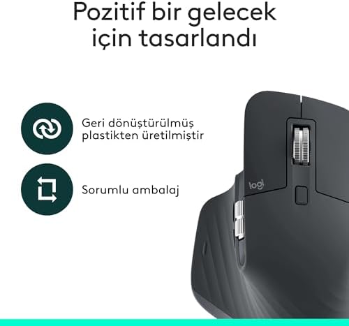 Alternative view of MX 3S Bluetooth Edition Performans Kablosuz Mouse, 8.000 DPI, Sessiz, Ergonomik, Ultra Hızlı Kaydırma, Çoklu Cihaz Özelliği, Bluetooth, Logi Bolt USB Alıcı, Siyah