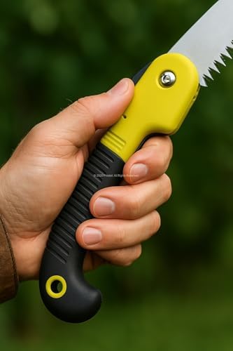 Katlanır Budama Testeresi, 18 cm Paslanmaz Çelik Bıçak, 23 cm Kaymaz Ergonomik Sap, Güvenlik Kilitli, Ağaç Dalı Kesim ve Bahçe Kullanımı İçin Pratik El Testeresi