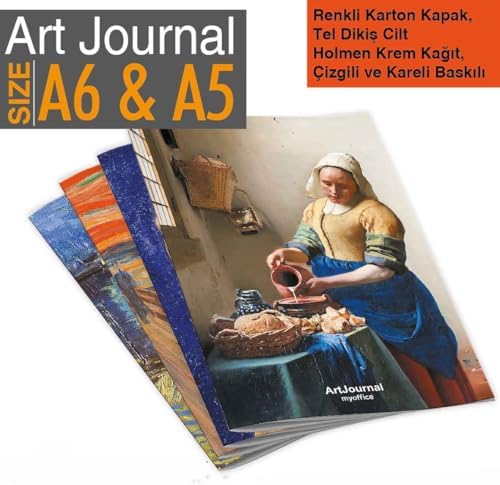 Alternative view of Art Journal 4’lü KARELİ Tel Dikişli Defter Seti – Renkli Karton Kapak, Hafif Kağıt, A6 – Toplam 288 Sayfa