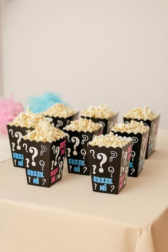 Alternative view of Kız mı Erkek mi Popcorn Kutusu, 8'li Set, Baby Shower ve Cinsiyet Partisi için Mısır Kutuları, Siyah