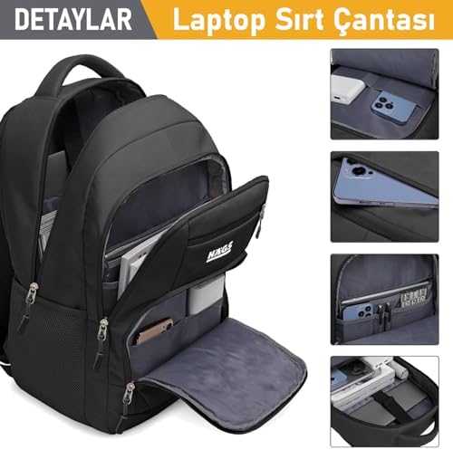 Laptop Sırt Çantası, Multi Cepli İş Seyahat Çantası, Dizüstü Bilgisayar Sırt Çantası, Suya Dayanıklı, Kolej Bilgisayar Çantası, Kadınlar ve Erkekler İçin Çok Bölmeli Organizer Çanta