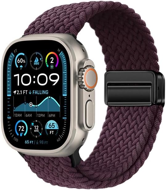 Ultra 49mm ile Uyumlu CNS KRD-134 Örgü Tasarımlı Hasır Kordon Strap Kayış - Mor