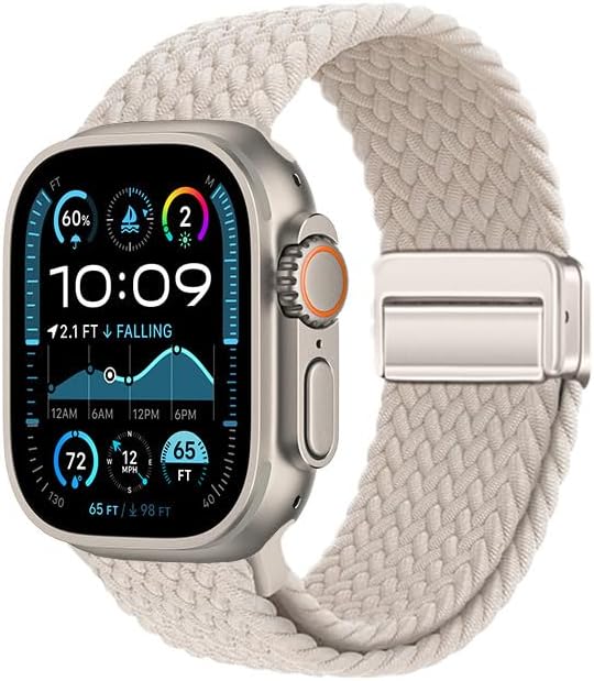 Ultra 49mm ile Uyumlu CNS KRD-134 Örgü Tasarımlı Hasır Kordon Strap Kayış - Starlight