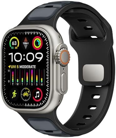 Alternative view of Ultra 49mm ile Uyumlu CNS KRD-135 Silikon Kordon Strap Kayış - Koyu Yeşil-Siyah