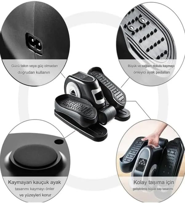 Uzaktan Kumandalı Mini Eliptik Bisiklet Masa Altı Aleti LED Ekranlı Sessiz Pedal Egzersiz Cihazı Diz Dostu Ofis Ev Kullanım Fitness Kondisyon Geliştirme